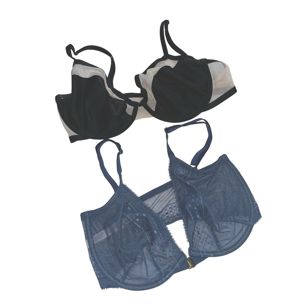 Victoria Secret Women's Bra Sz 32DDD Blue/Black Set of 2